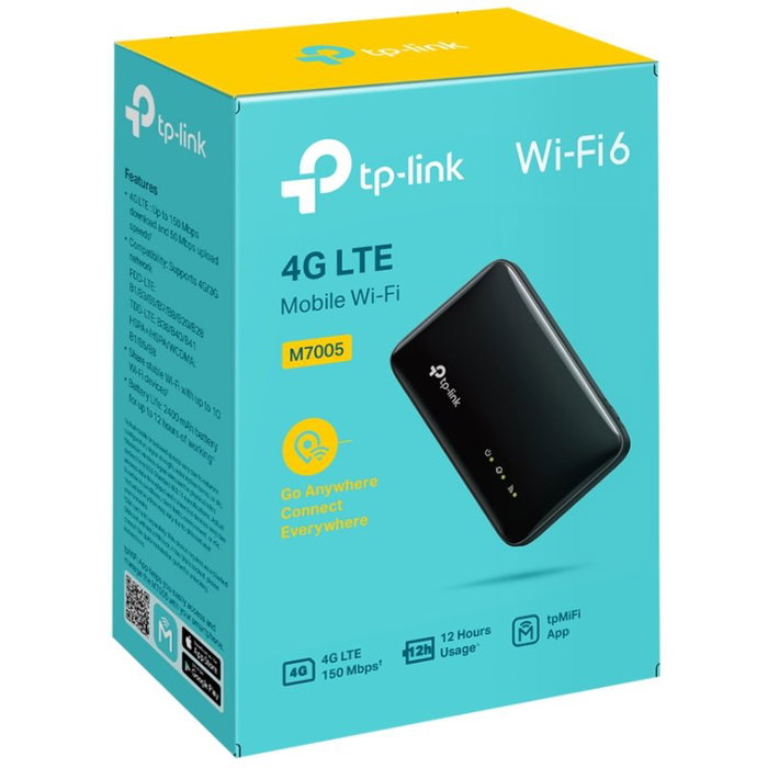 TP-Link M7005 Enrutador portátil 4G LTE Wi-Fi 6 Negro